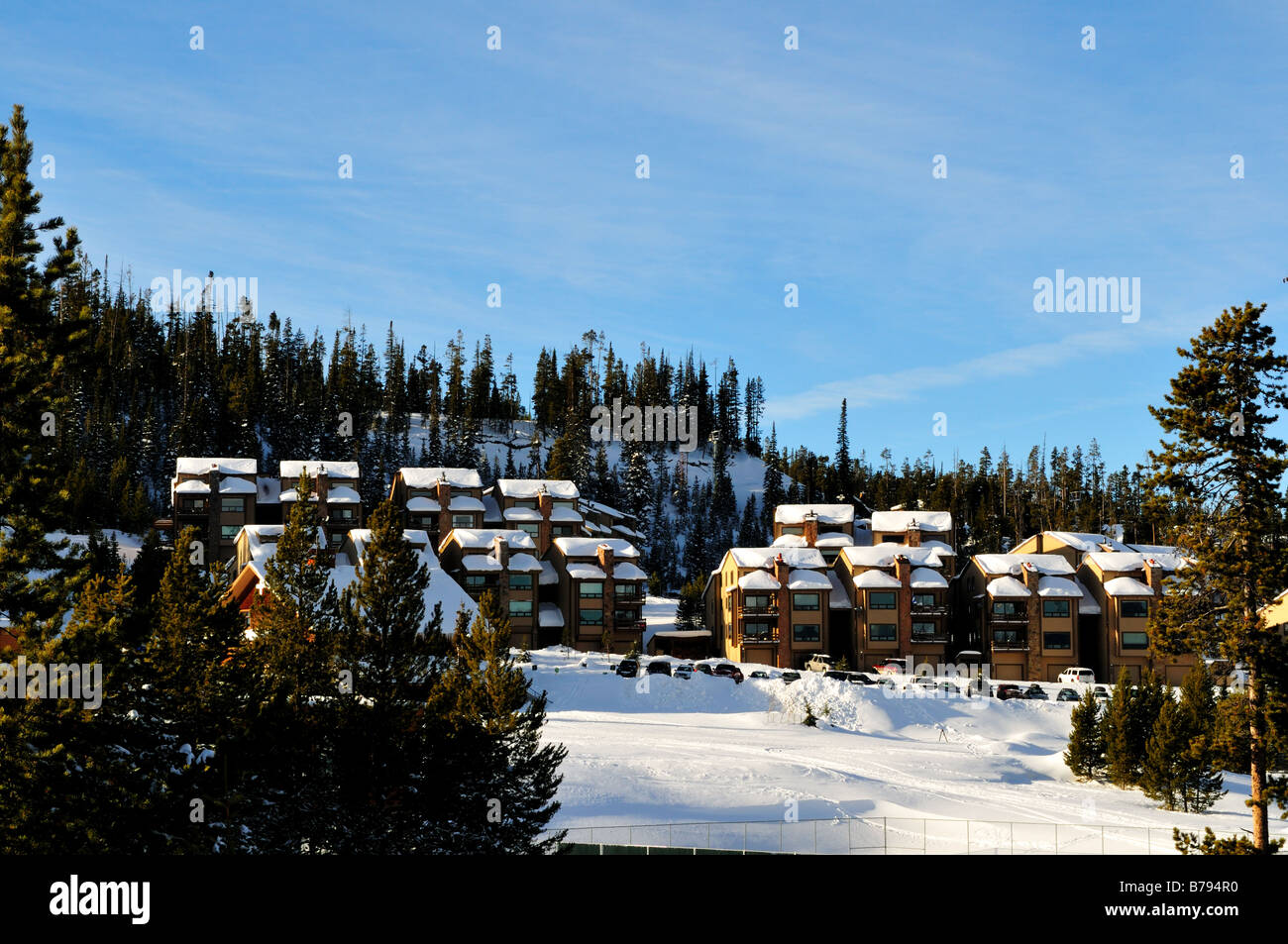 Ski condos on the slope. Big Sky, Montana, USA Stock Photo Alamy
