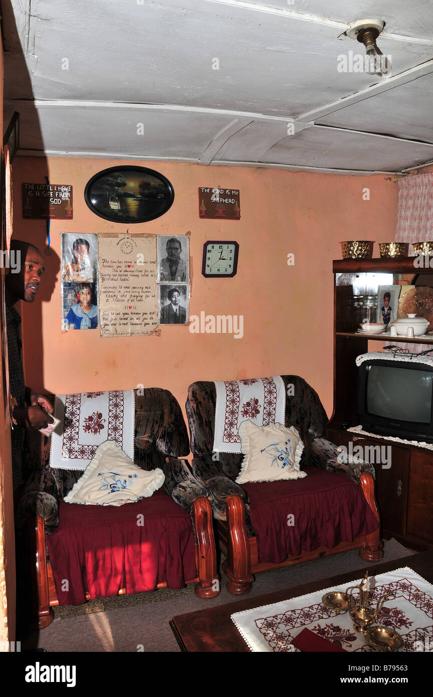 Township house lounge interior, Grahamstown, South Africa Stock Photo