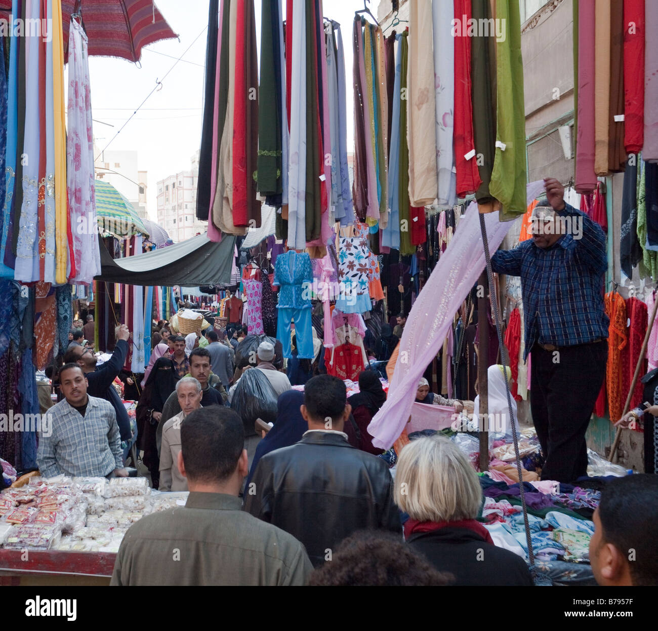 cloth bazar, Mahallat al-Kubra, Egypt Stock Photo