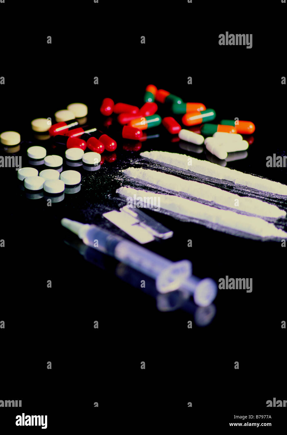 illegal drugs still life Stock Photo