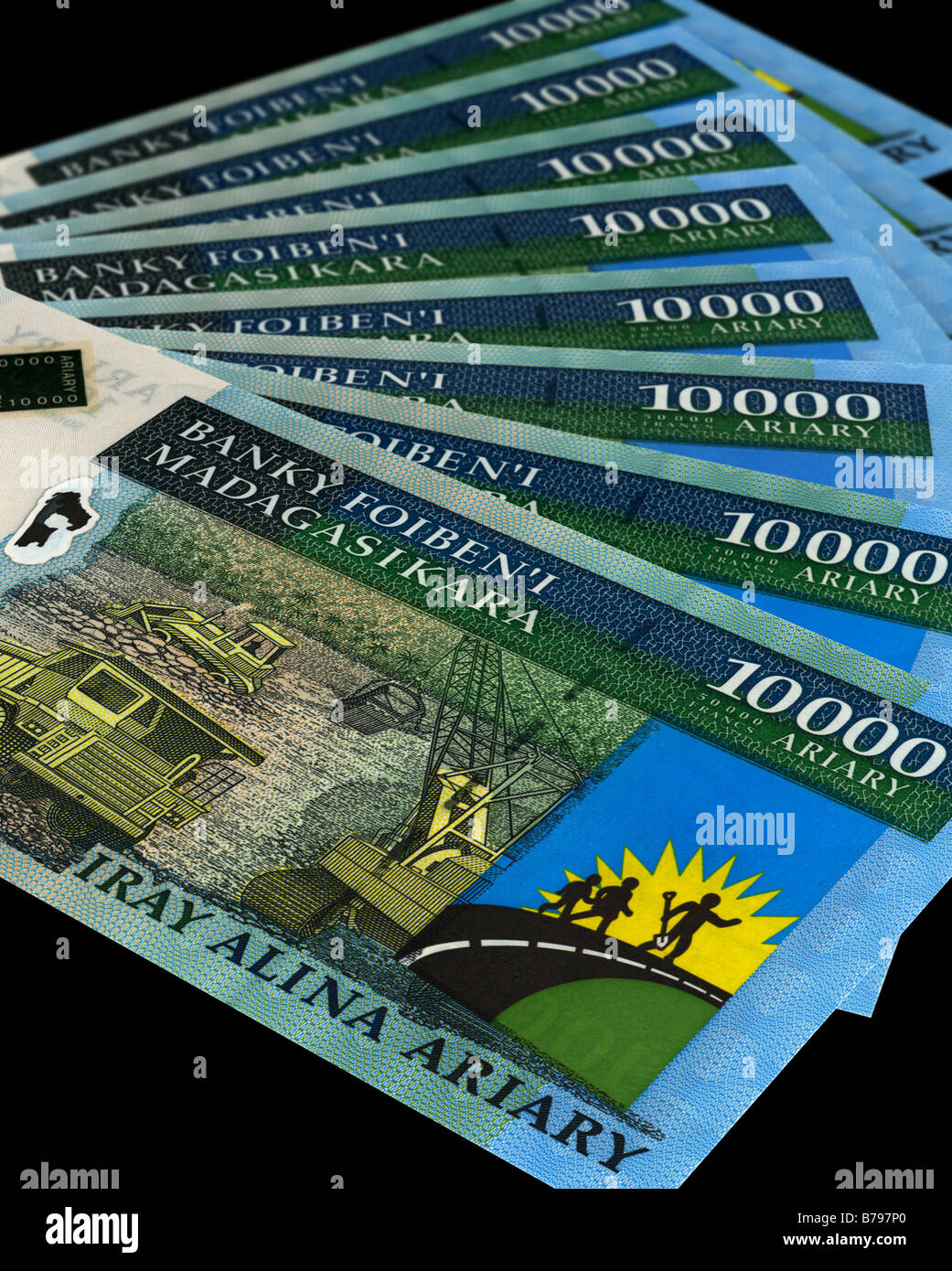 Malagasy 10,000 Ariary banknotes Stock Photo