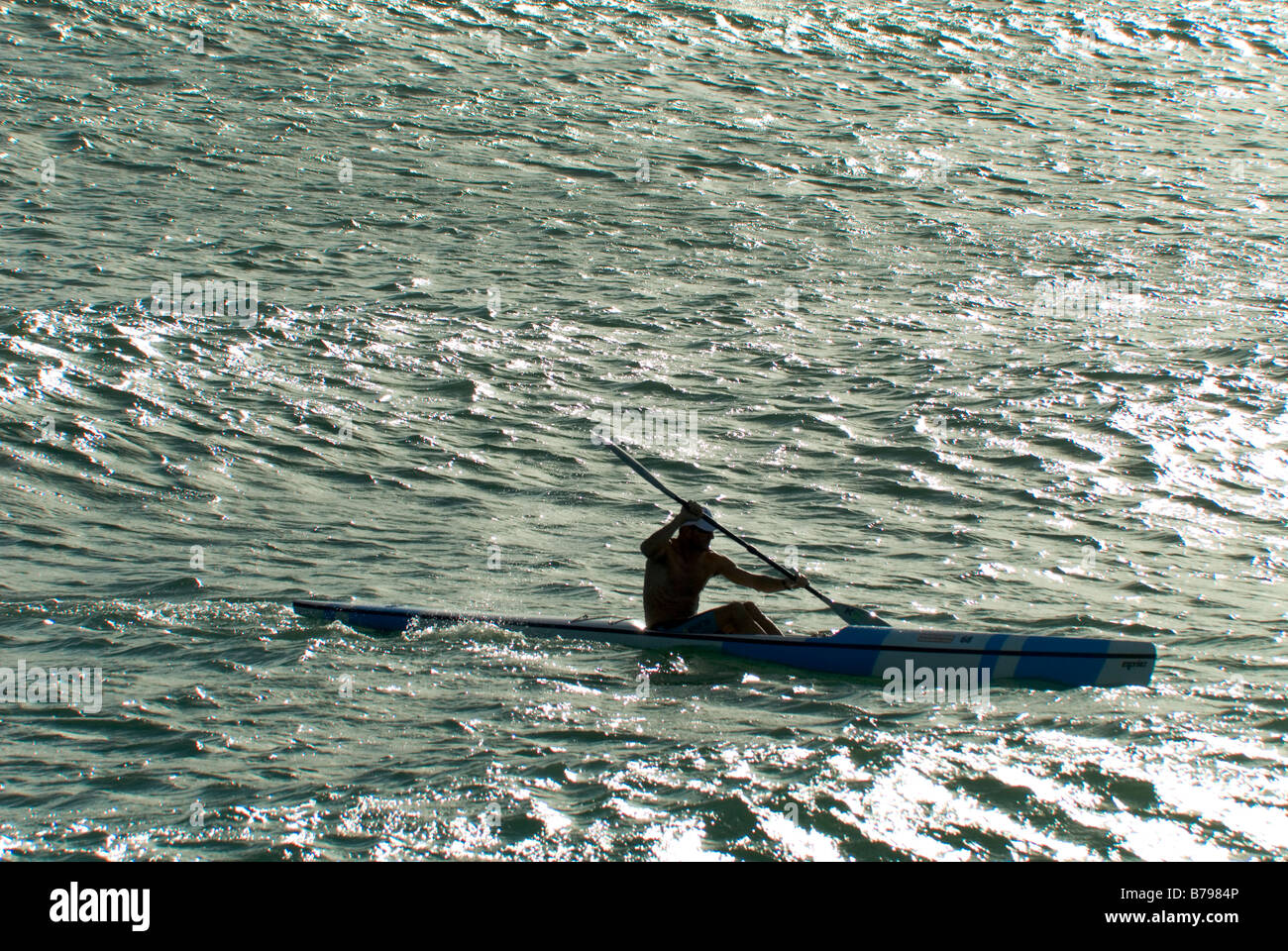 Lone kayaker , Sunshine Coast , Queensland , Australia Stock Photo
