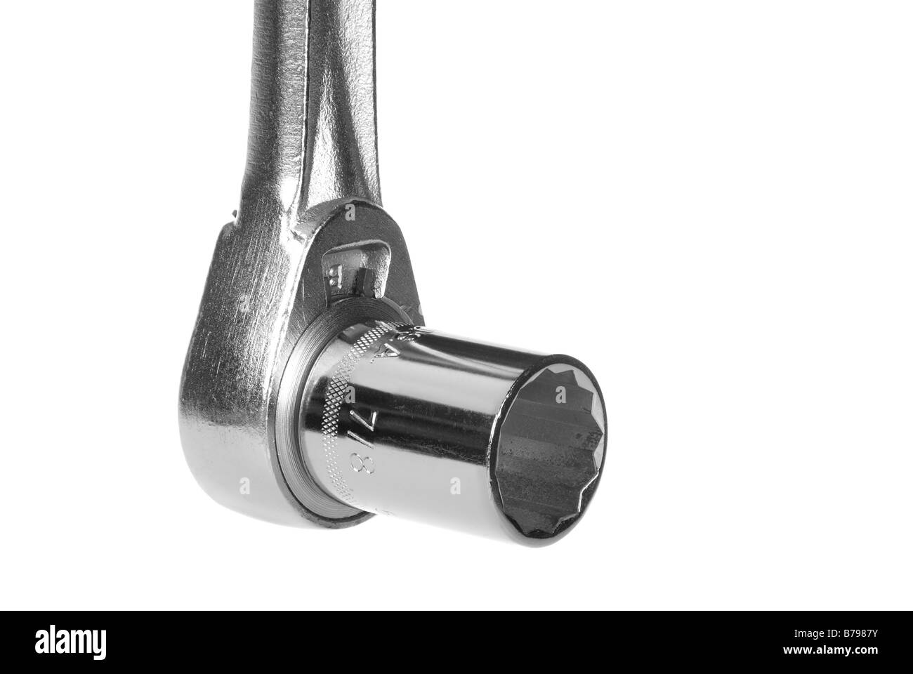 A close up image of a chrome socket wrench and socket Stock Photo Alamy