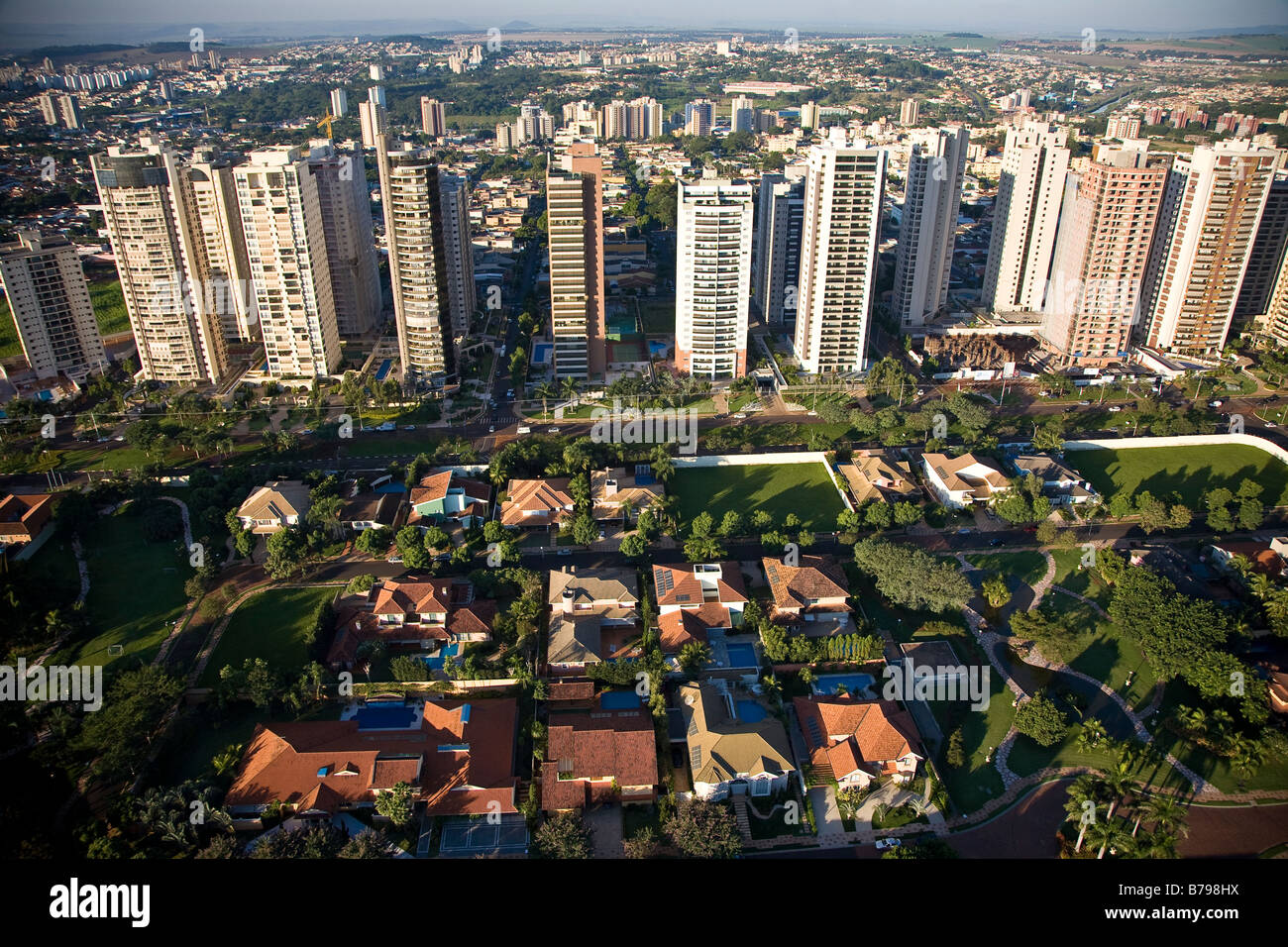 High class neighborhood Ribeirao Preto city Sao Paulo State Brazil. Economic development caused by agribusiness Stock Photo