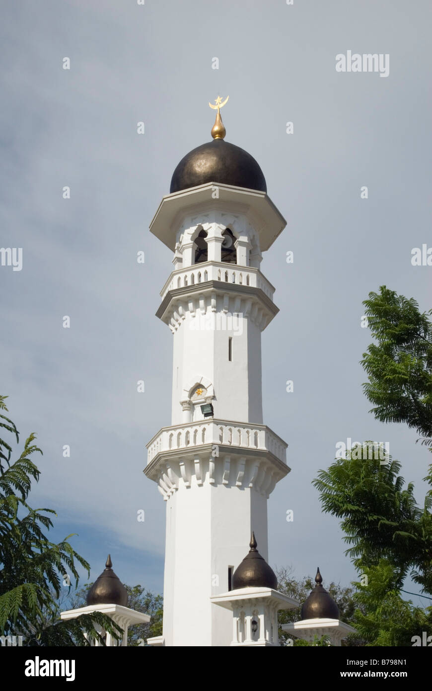 Domed minaret of the Kapitan Keling Mosque, Georgetown, Penang, Malaysia Stock Photo