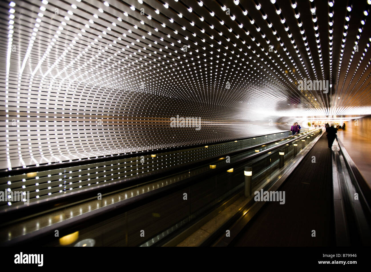 'Multiverse' by Leo Villareal, moving walkway in The Smithsonian National Gallery of Art building - Washington, DC USA Stock Photo