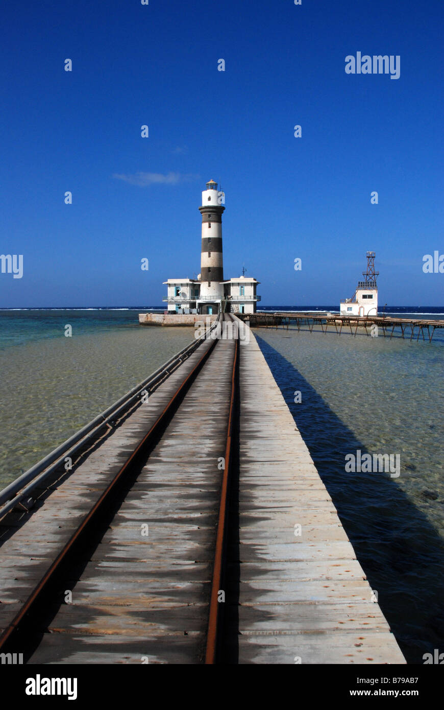 Lighthouse of Daedalus reef, Soutern Egyptian Red Sea Stock Photo