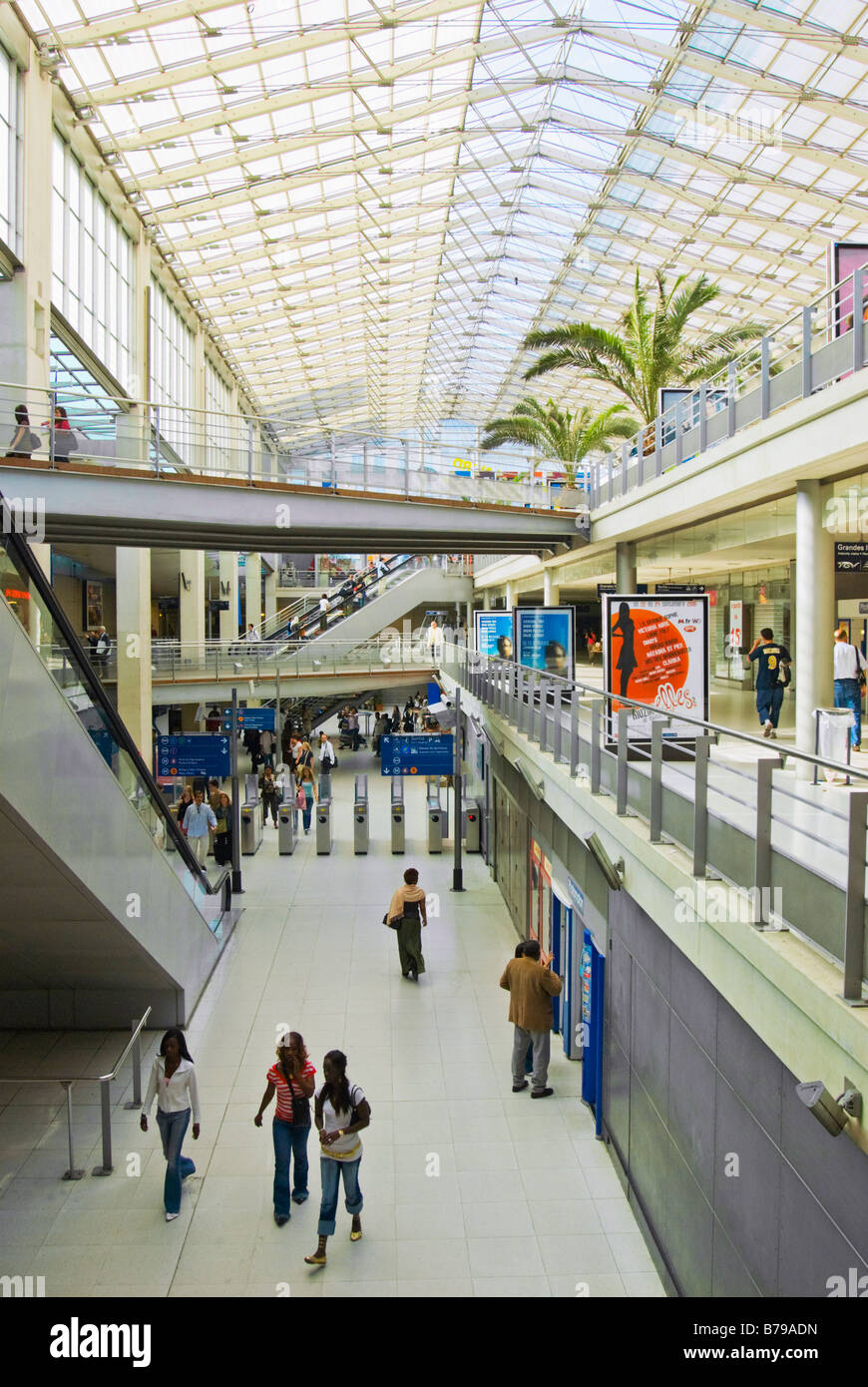 Paris, France. Gare du Nord railway station. Entrance to the Metro and
