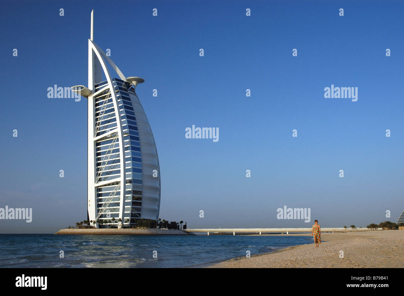 View of the 'sail-shaped' Burj Al Arab Hotel and Jumeirah Beach, Dubai,  United Arab Emirates, Middle East Stock Photo - Alamy
