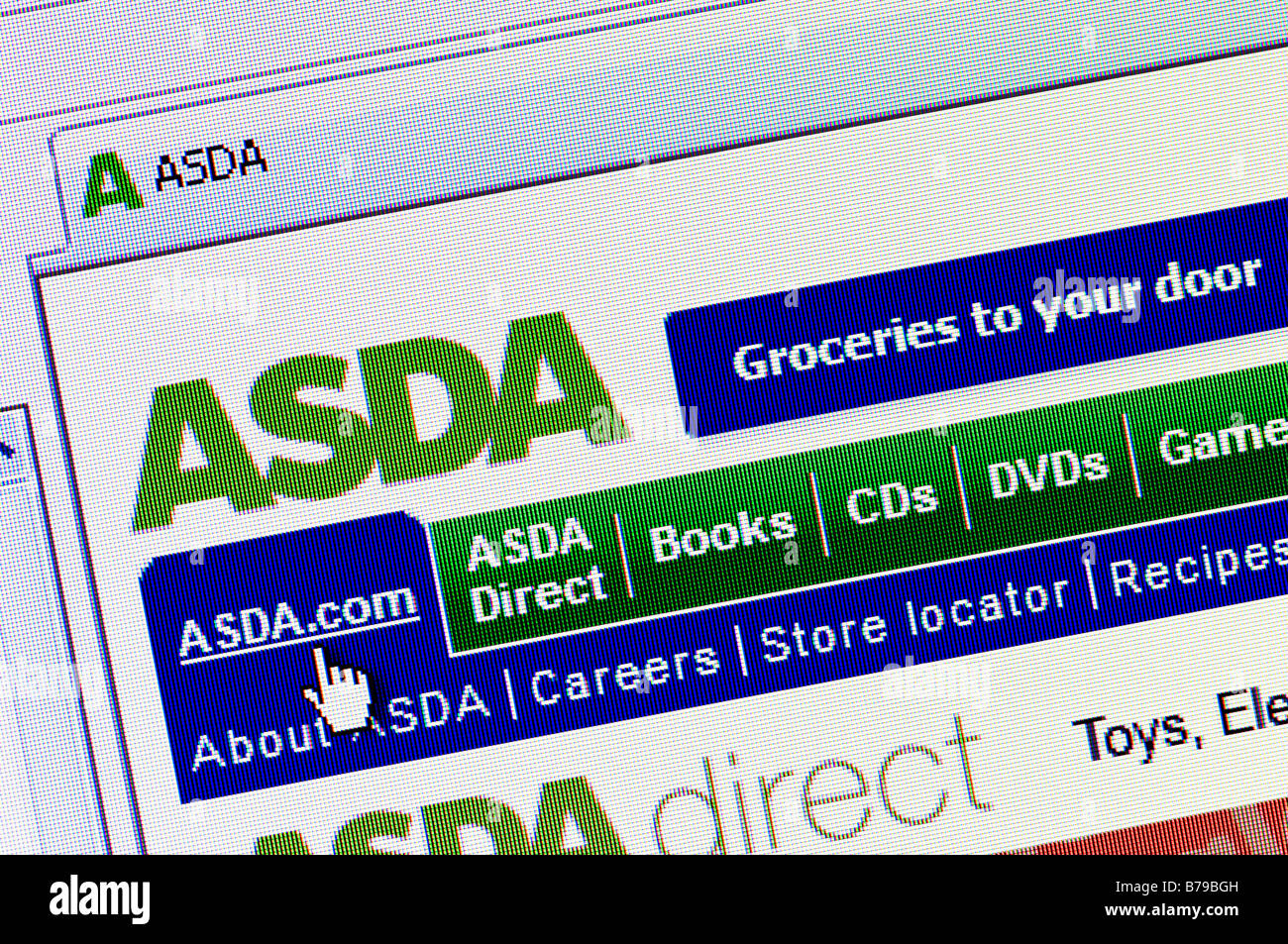 Macro screenshot of Asda website (Editorial use only) Stock Photo