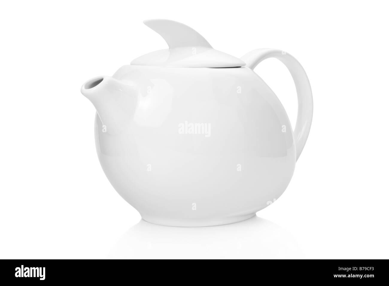 White tea pot isolated on white background Stock Photo
