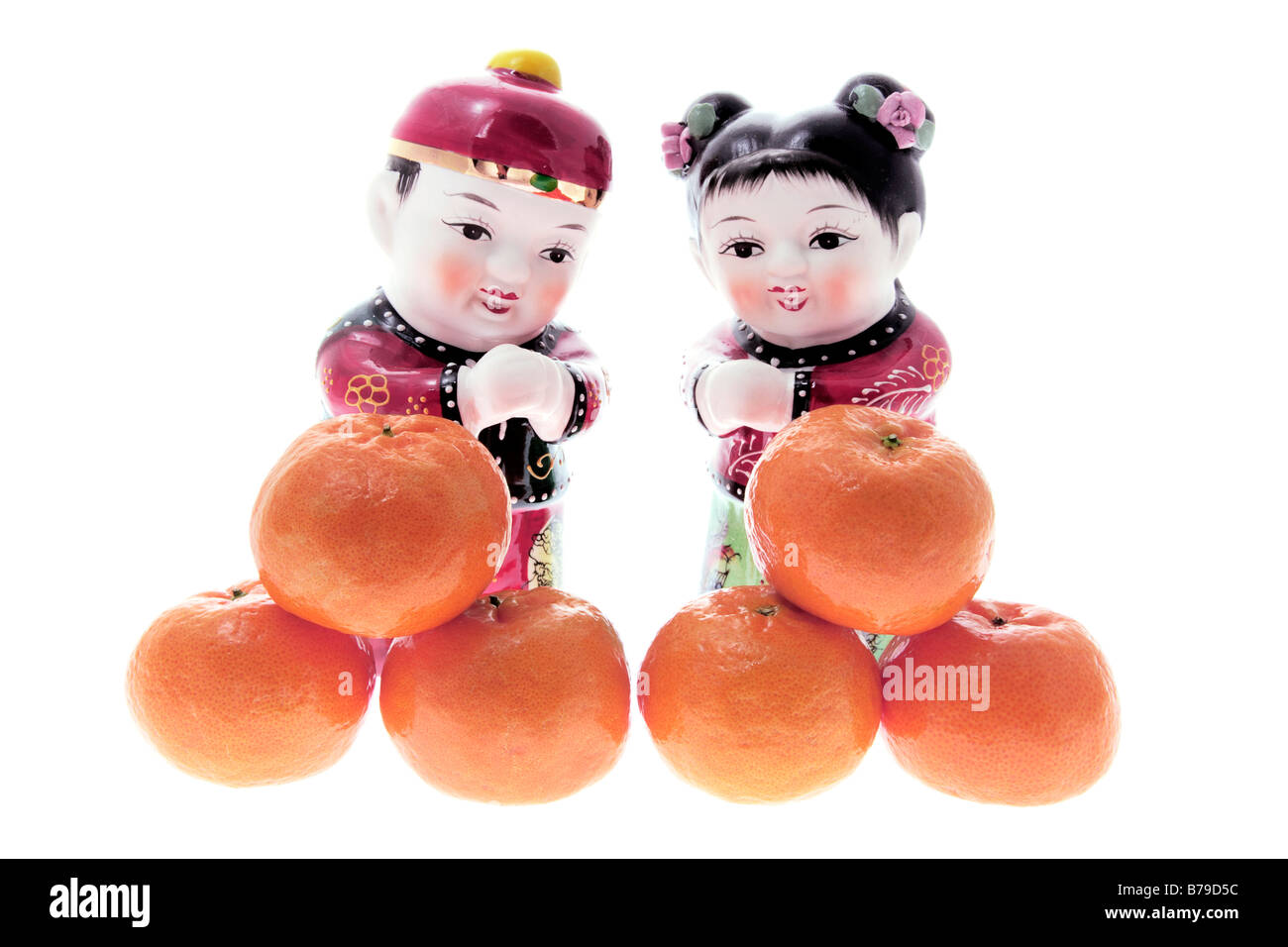 Chinese Figurines and Mandarins Stock Photo