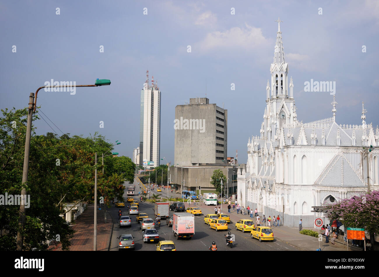 A view of the city center in Cali, Columbia. Stock Photo