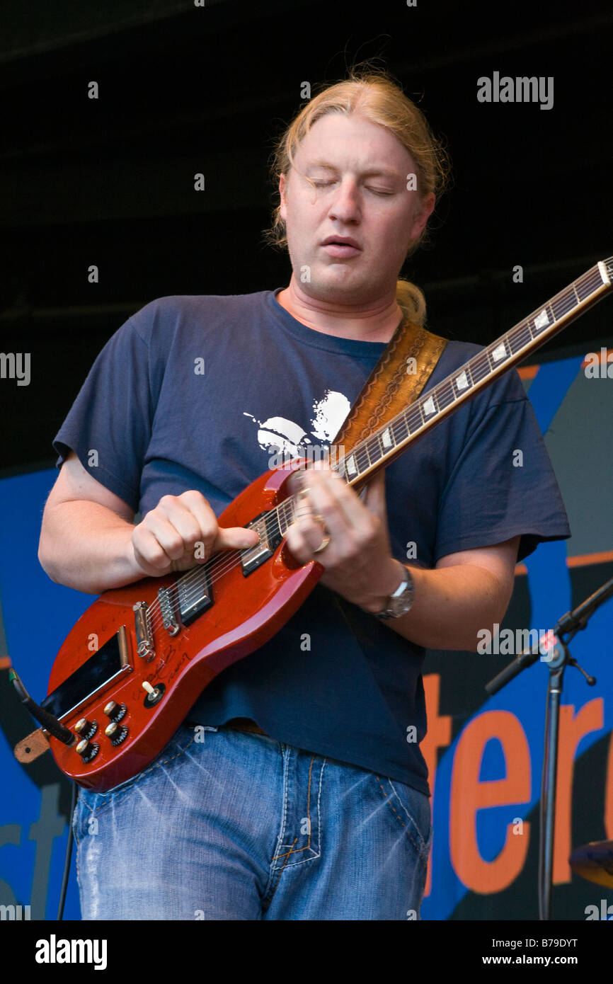 DEREK TRUCKS from the ALMOND BROTHERS BAND play lead guitar with his band at the 51st MONTEREY JAZZ FESTIVAL MONTEREY CALIFORNIA Stock Photo