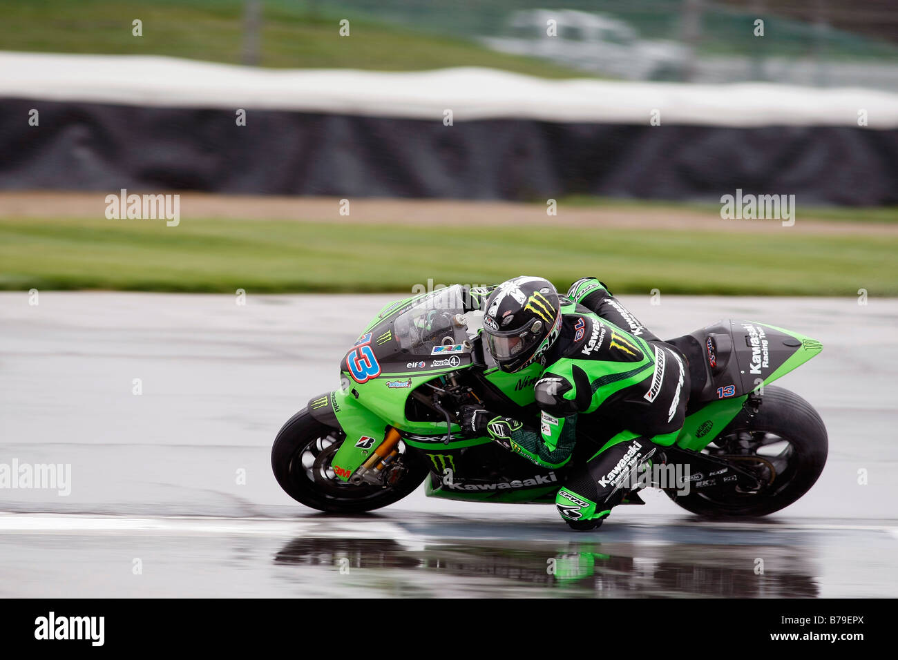 Anthony West during a wet practice session. Stock Photo