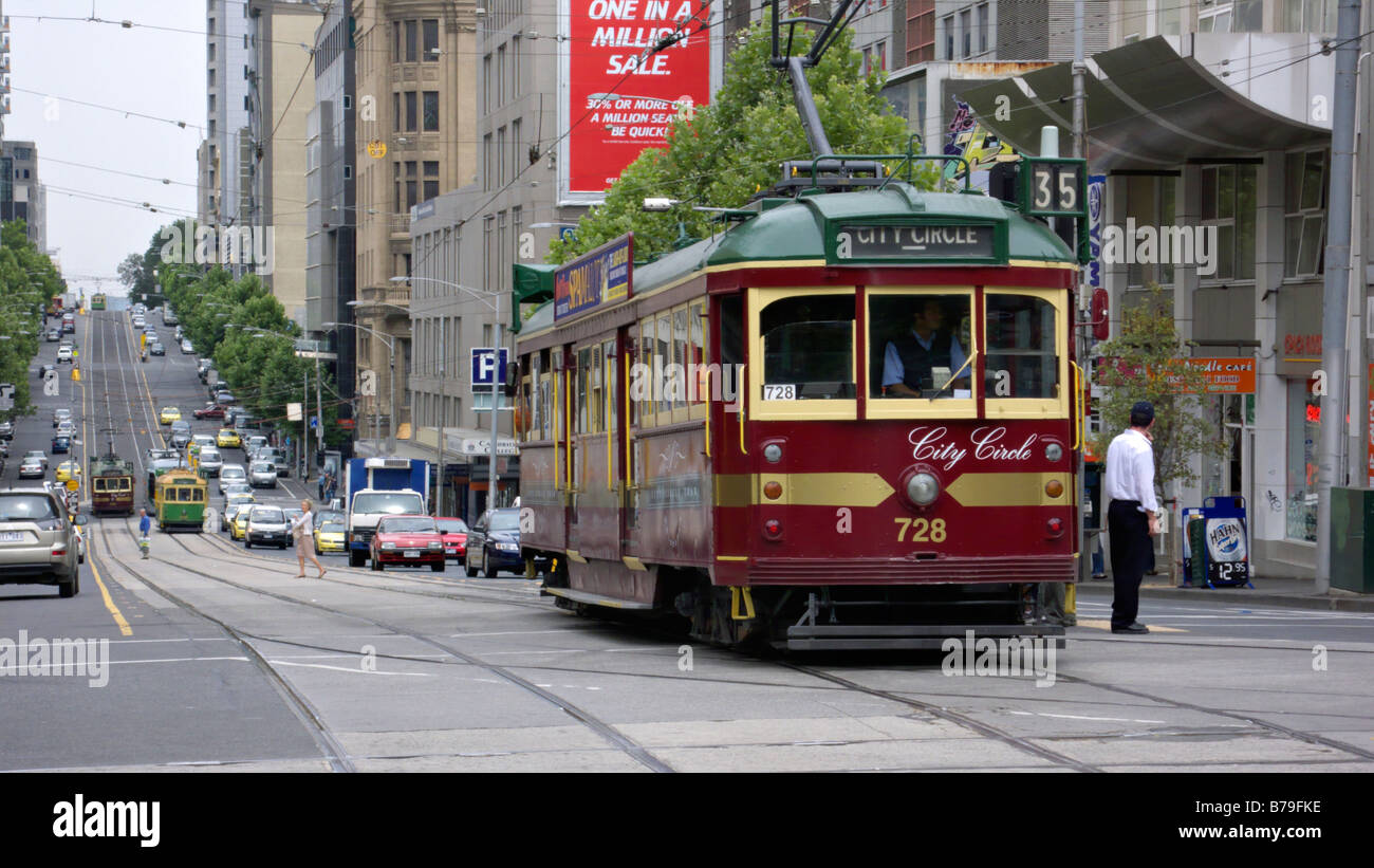 City Circle Tram on La Trobe Street, Melbourne, Australia Stock Photo
