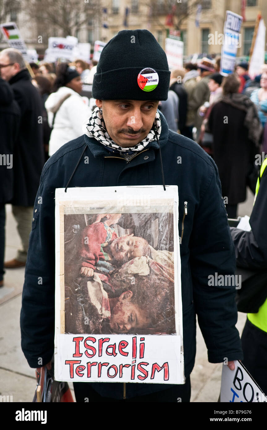 Protestor At The Gaza Anti-war Rally, Trafalgar Square, London Stock ...