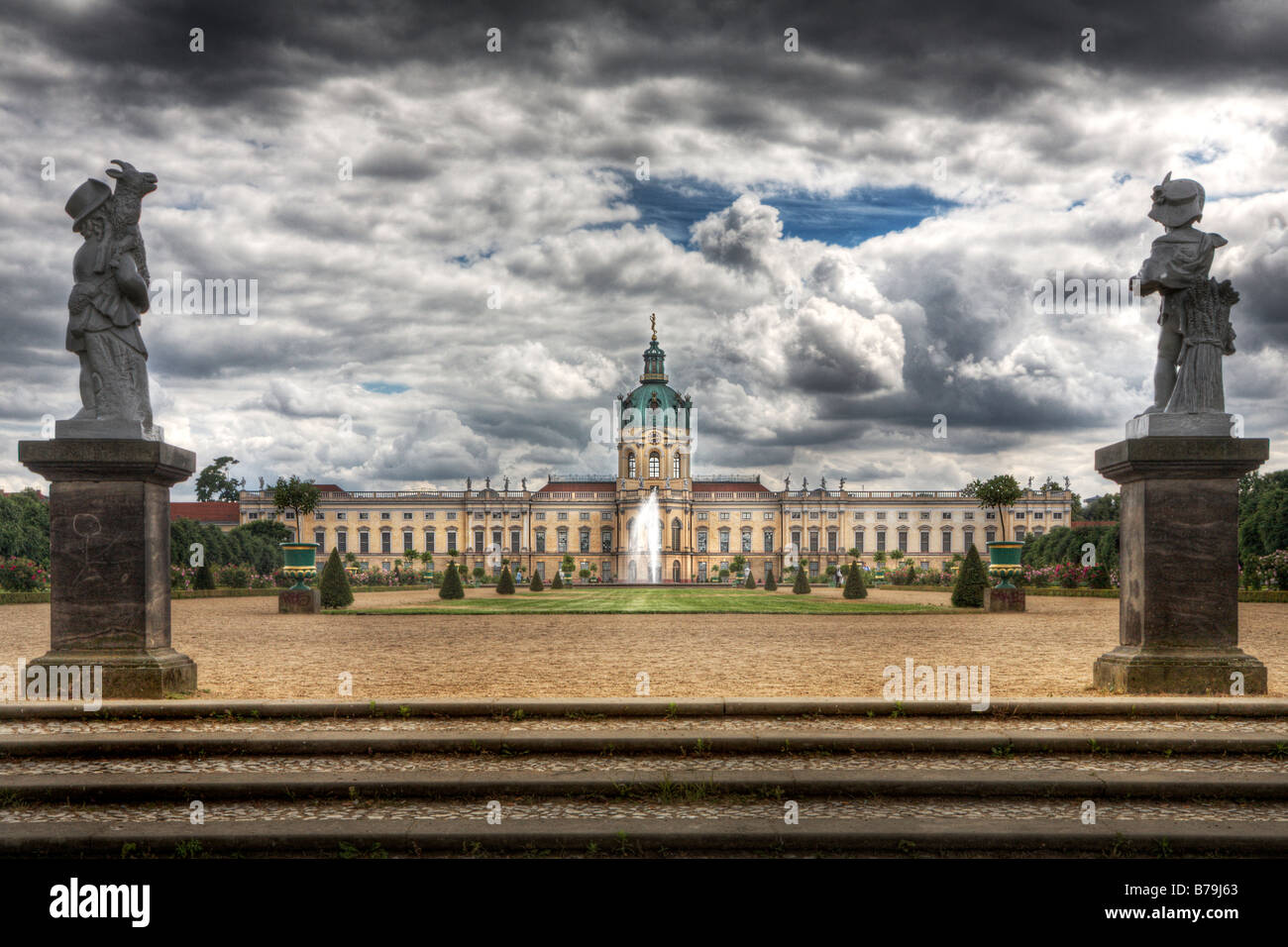 Rear View of Charlottenburg Palace Schloss Charlottenburg across the Palace Gardens Stock Photo