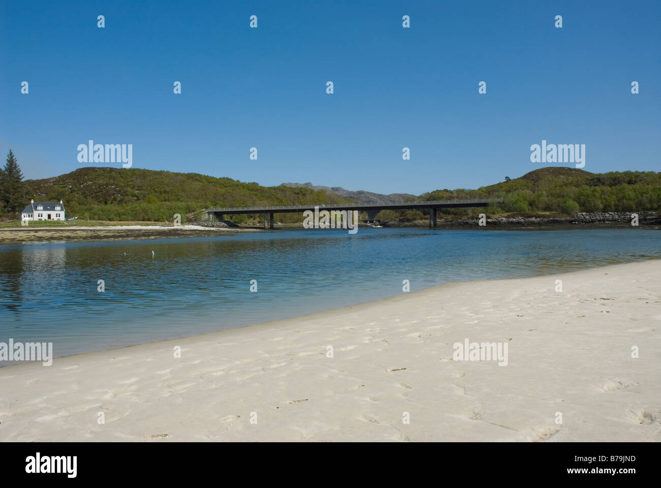 Yacht And River Morar With White Sands Of Morar Nr Mallaig Highland Stock Photo Alamy
