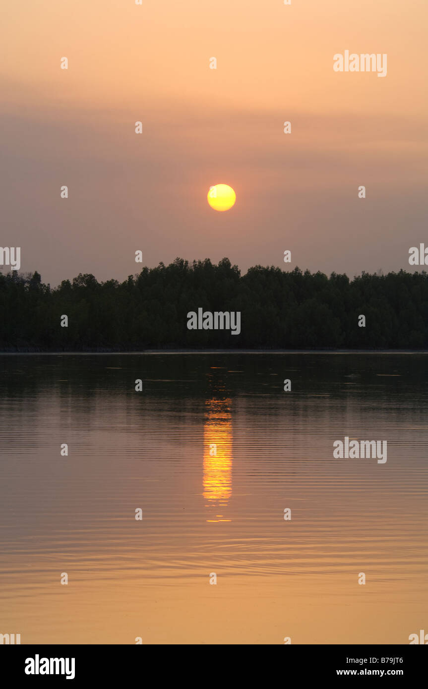 Sunset on Gambia River The Gambia Stock Photo