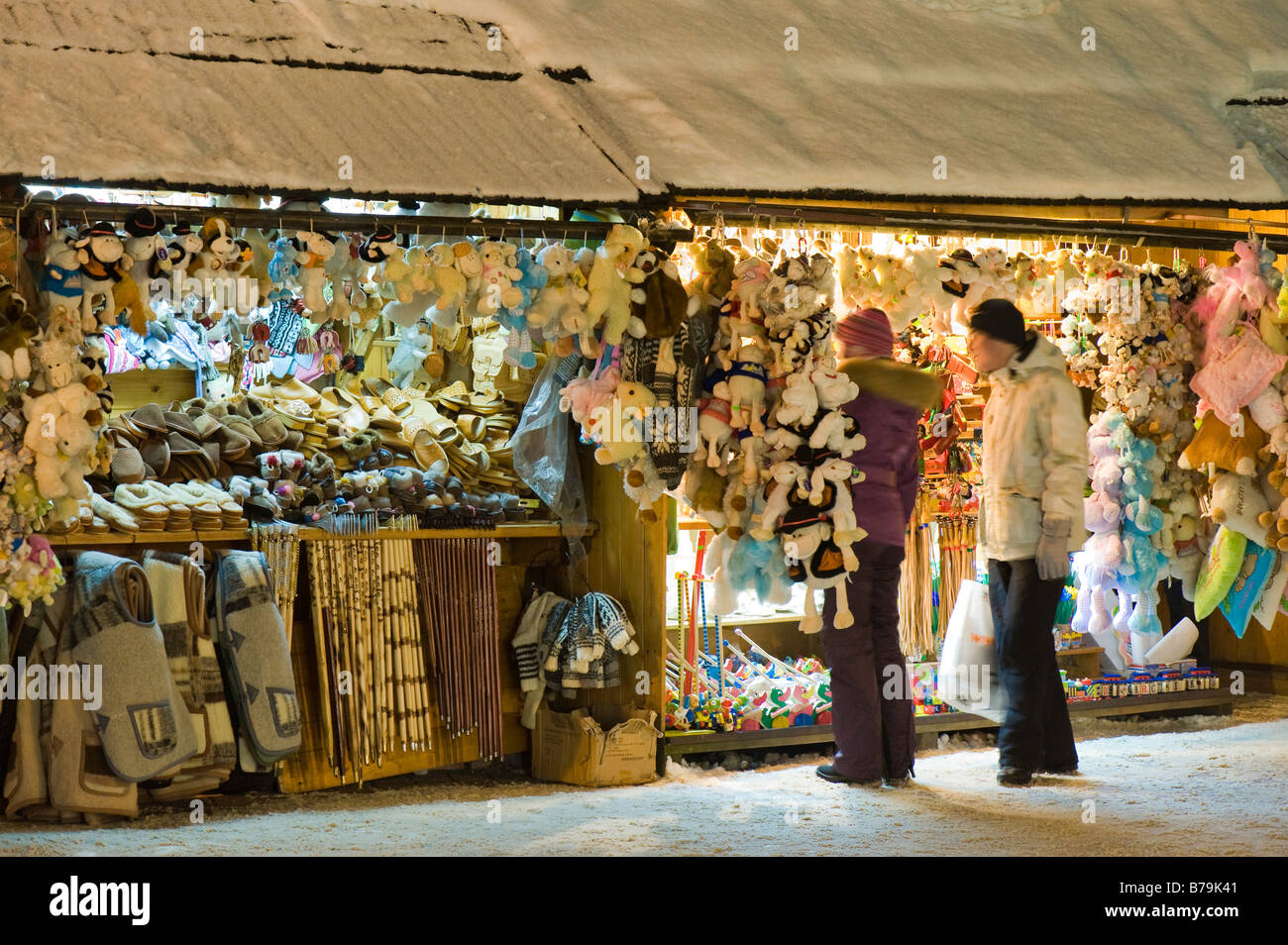 People shopping at local market Zakopane Tatra Mountains Podhale Region Poland Stock Photo