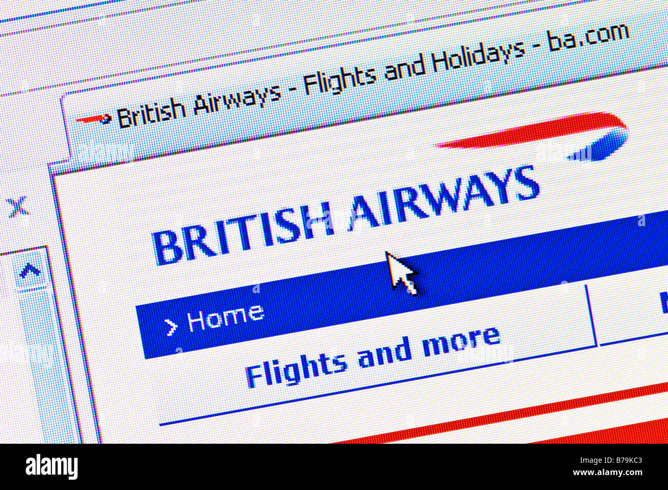 Macro screenshot of British Airways website (Editorial use only Stock ...