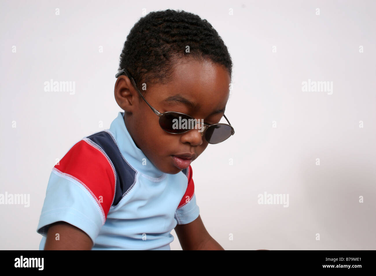 African American boy  with sunglasses on Stock Photo