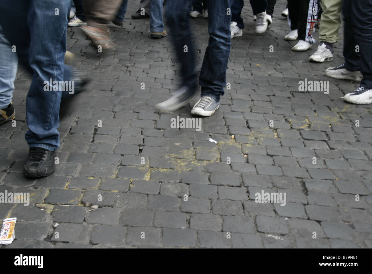 group of young people walking in street Stock Photo - Alamy