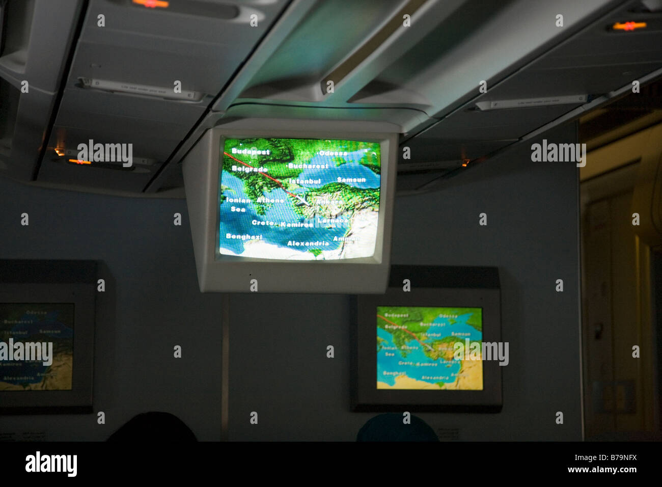 Aeroplane flight position map showing aircraft position above Turkey ...