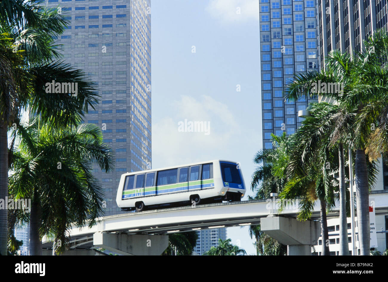 Metrorail, Metromover,trains,  Miami Stock Photo