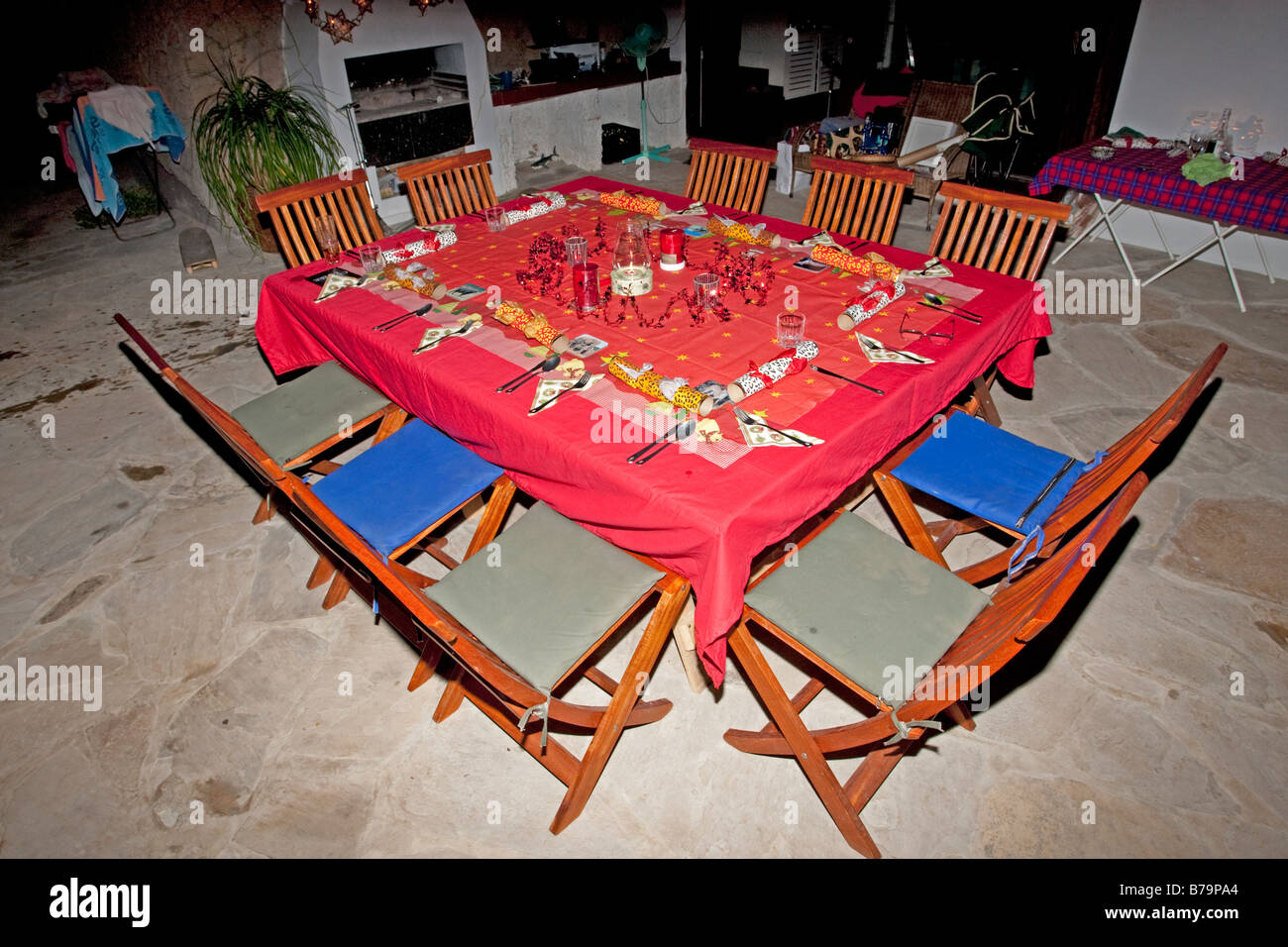 Large table set for Christmas dinner Mombasa Kenya Stock Photo Alamy