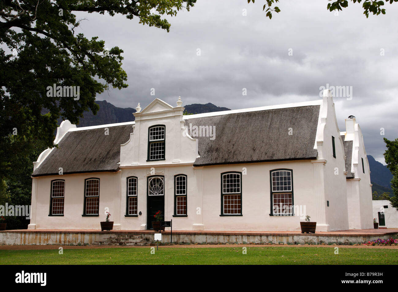 typical cape dutch architecture of the buildings around boschendal one