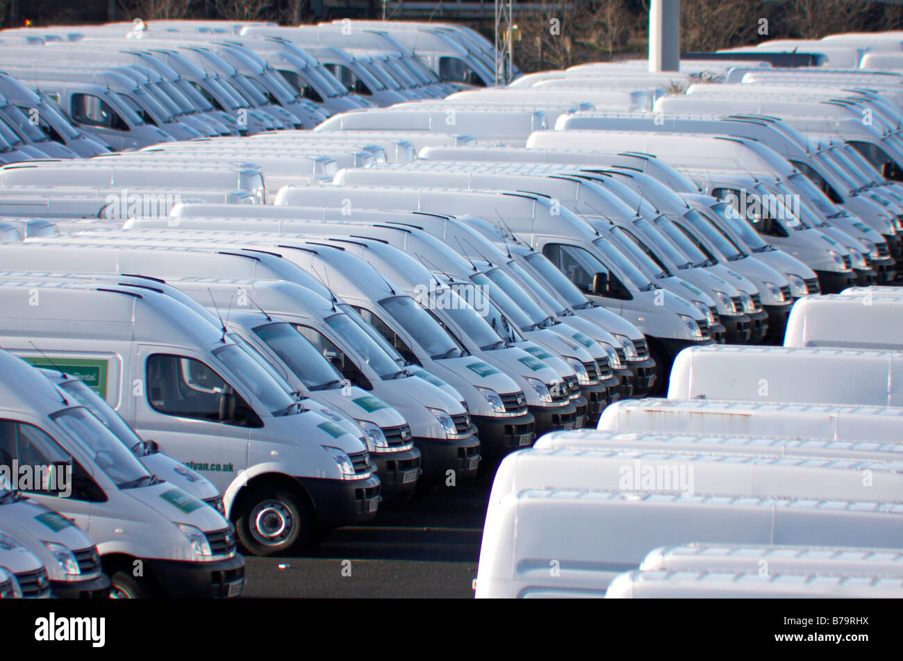 New built pre registered vans sit outside LDV vans factory at Washwood Heath Birmingham UK in Jan 2008 Stock Photo