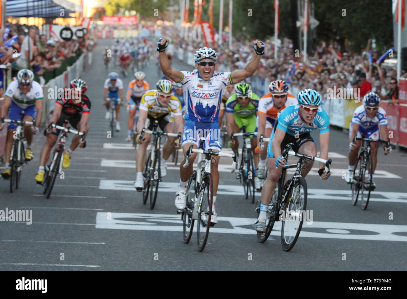 Robbie McEwan winning the criterium event at the Tour Down Under in Adelaide Australia on January 18 2009 Stock Photo