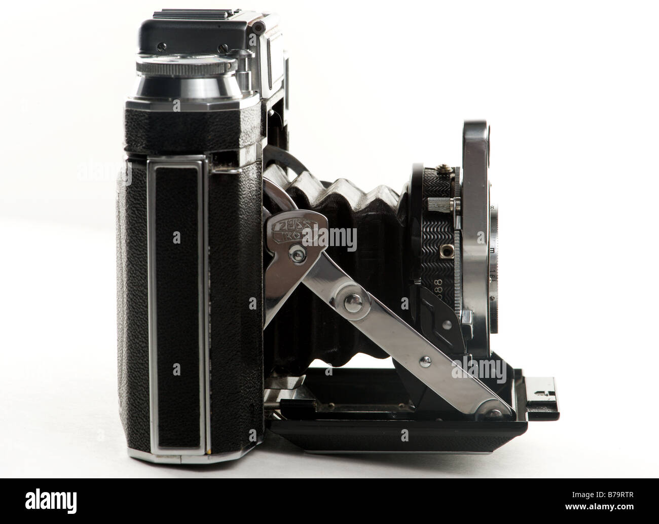 Profile view of an old fold out Zeiss Camera Stock Photo
