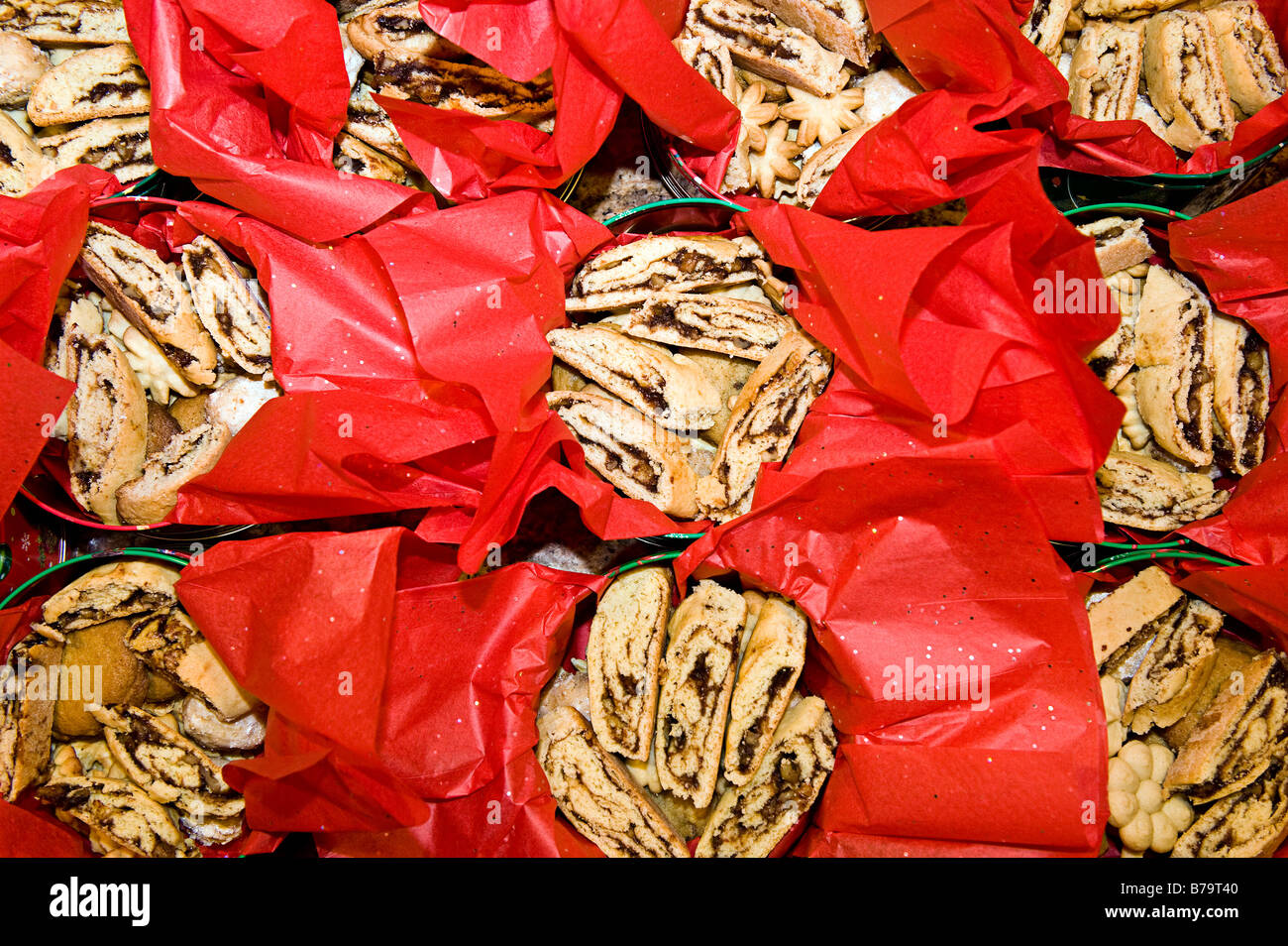 Holiday gift cans of Biscotti cookies Stock Photo