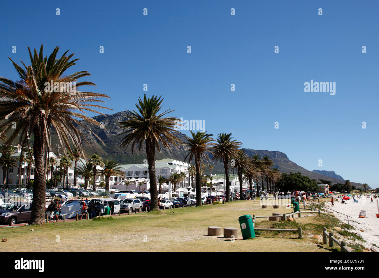 view along victoria road the main route along the beach front camps bay cape town south africa Stock Photo