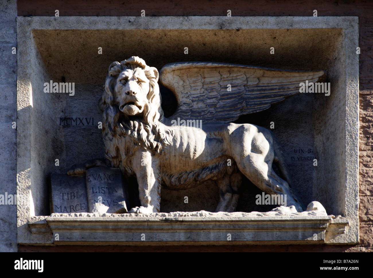 Statue of a winged lion near Via del Plebiscito Road, Rome, Italy, Europe Stock Photo
