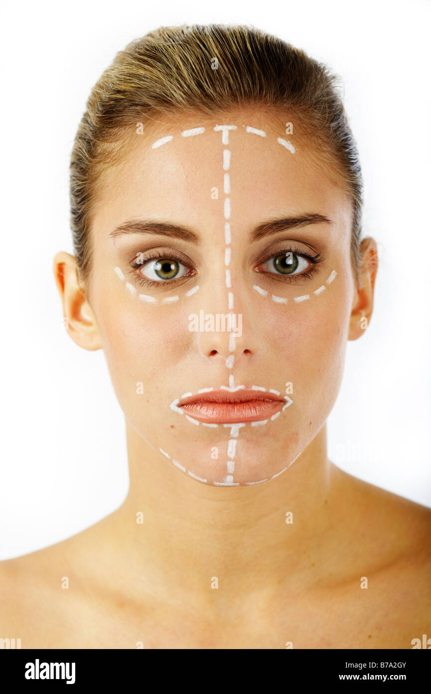 Woman Plastic Surgery Face Lines High Resolution Stock Photography and