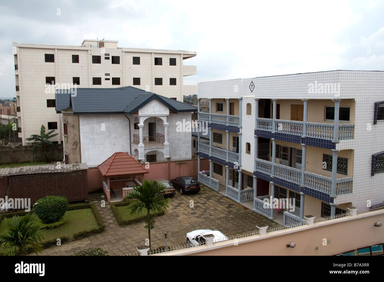 Middle class housing in residential street in Makepe district of Douala