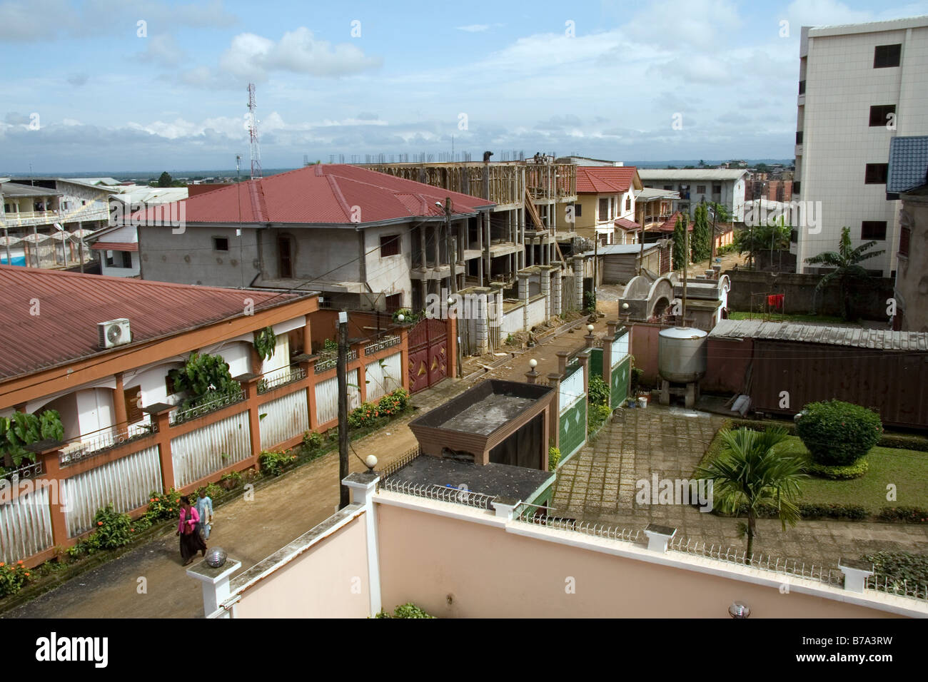 Middle class housing in residential street in Makepe district of Douala