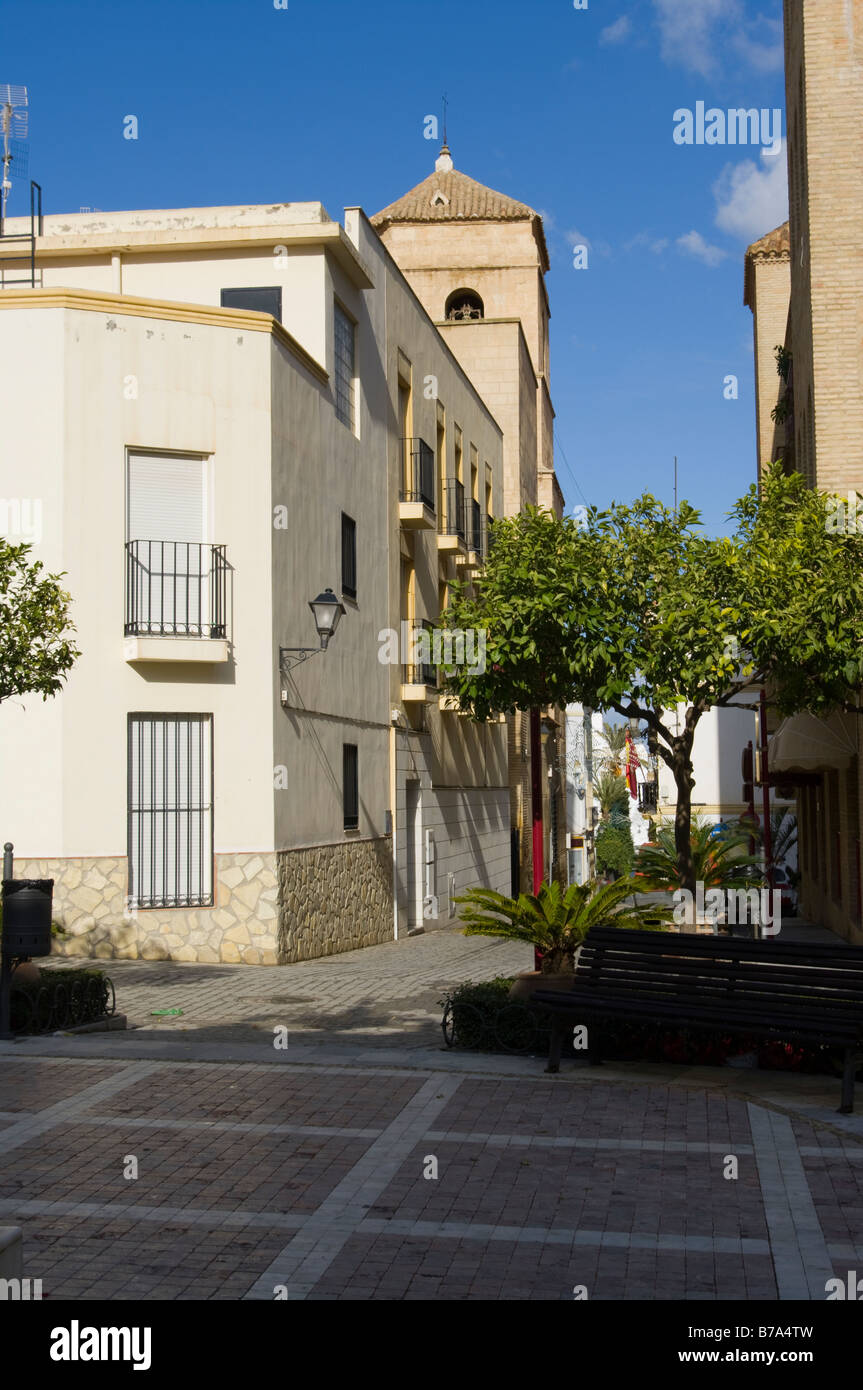Side Street of La Vera Almeria Spain Spanish empty Street Scene Stock Photo
