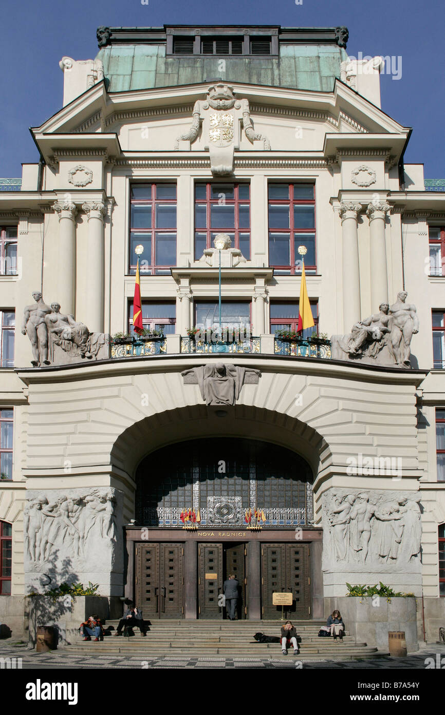 New town hall, Prague, Czech Republic, Europe Stock Photo