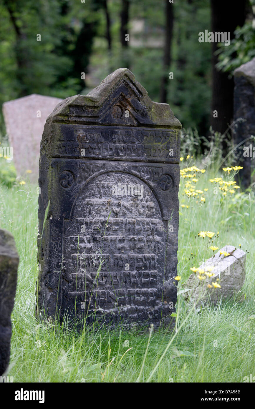 Gravestones in the old Jewish cemetery in the Josefstadt, or Josefov quarter of Prague, Czech Republic, Europe Stock Photo