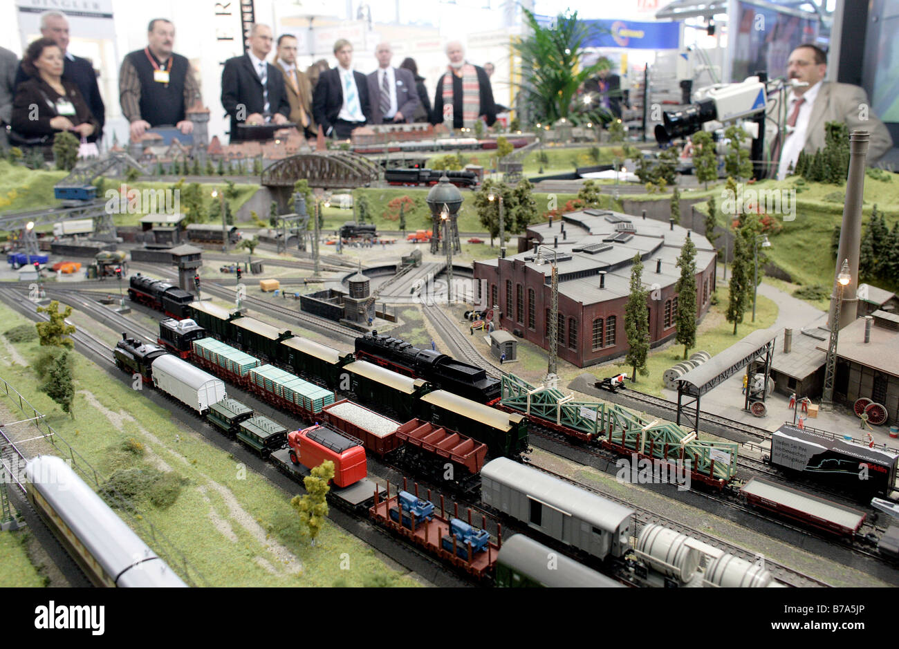 Maerklin model railway, size HO, at the Nuremberg International Toy Fair 2006, Nuremberg, Bavaria, Germany, Europe Stock Photo
