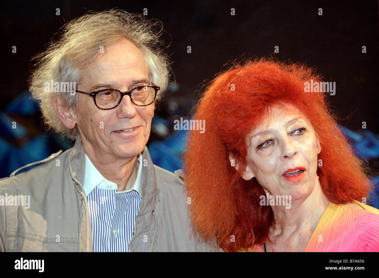 Artist married couple Christo and Jeanne-Claude in Passau, Bavaria, Germany, Europe Stock Photo