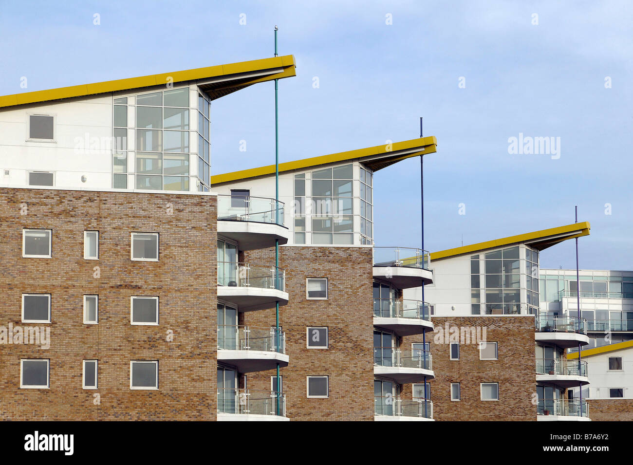 Residential houses in the Canary Wharf docklands, London, England, Great Britain, Europe Stock Photo