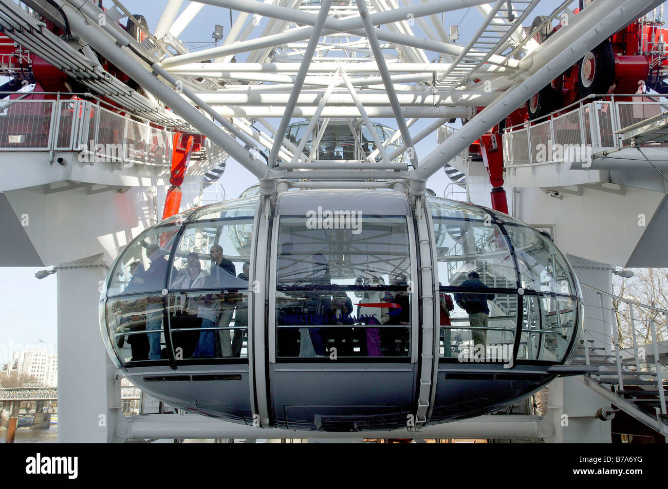 Capsule of the Millinium Wheel, largest ferris wheel worldwide, London, England, Great Britain, Europe Stock Photo