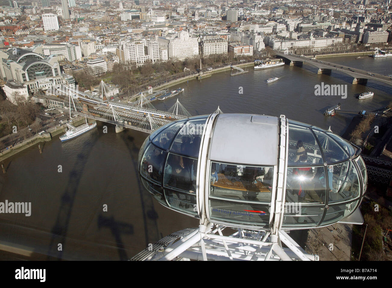 View of the River Thames from the Millenium Wheel in London, England, Great Britain, Europe Stock Photo