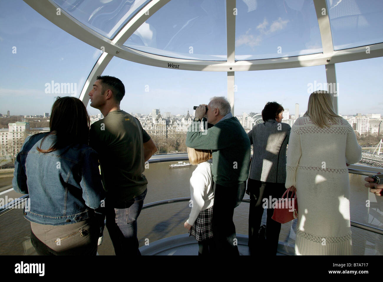 Tourists in a capsule of the Millenium Wheel in London, England, Great Britain, Europe Stock Photo
